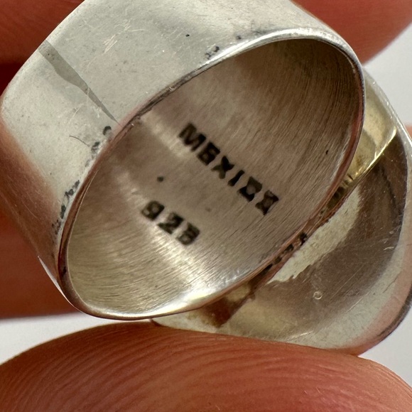 Vintage Mexico 925 Sterling Silver Large Statement Cocktail Ring Size 6.25 - Picture 12 of 16